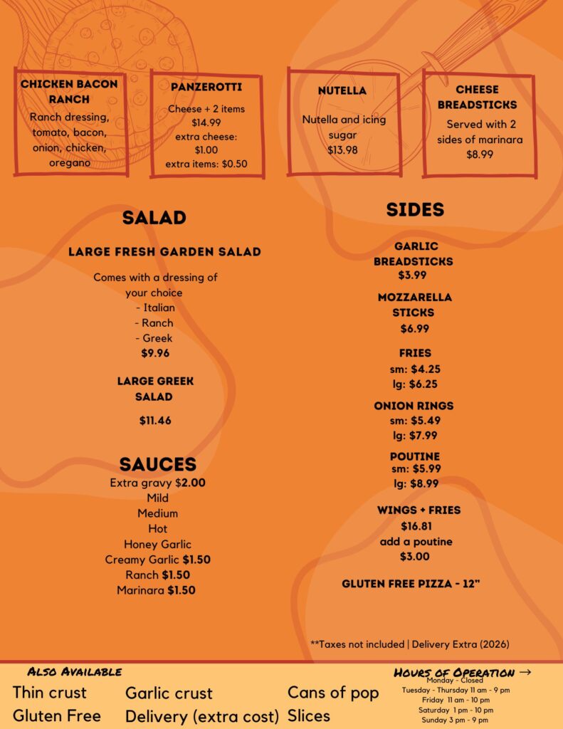 Back of menu
